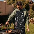 thumbnail image 4 of Black White Gothic Cat Skull Moon Pattern Apron-Garden Aprons for Women with Pockets-Cotton Linen Waterproof Kitchen Cooking Gardening Aprons Adjustable for Kitchen,Cooking,BBQ and Salon 33x27 Inch, 4 of 7