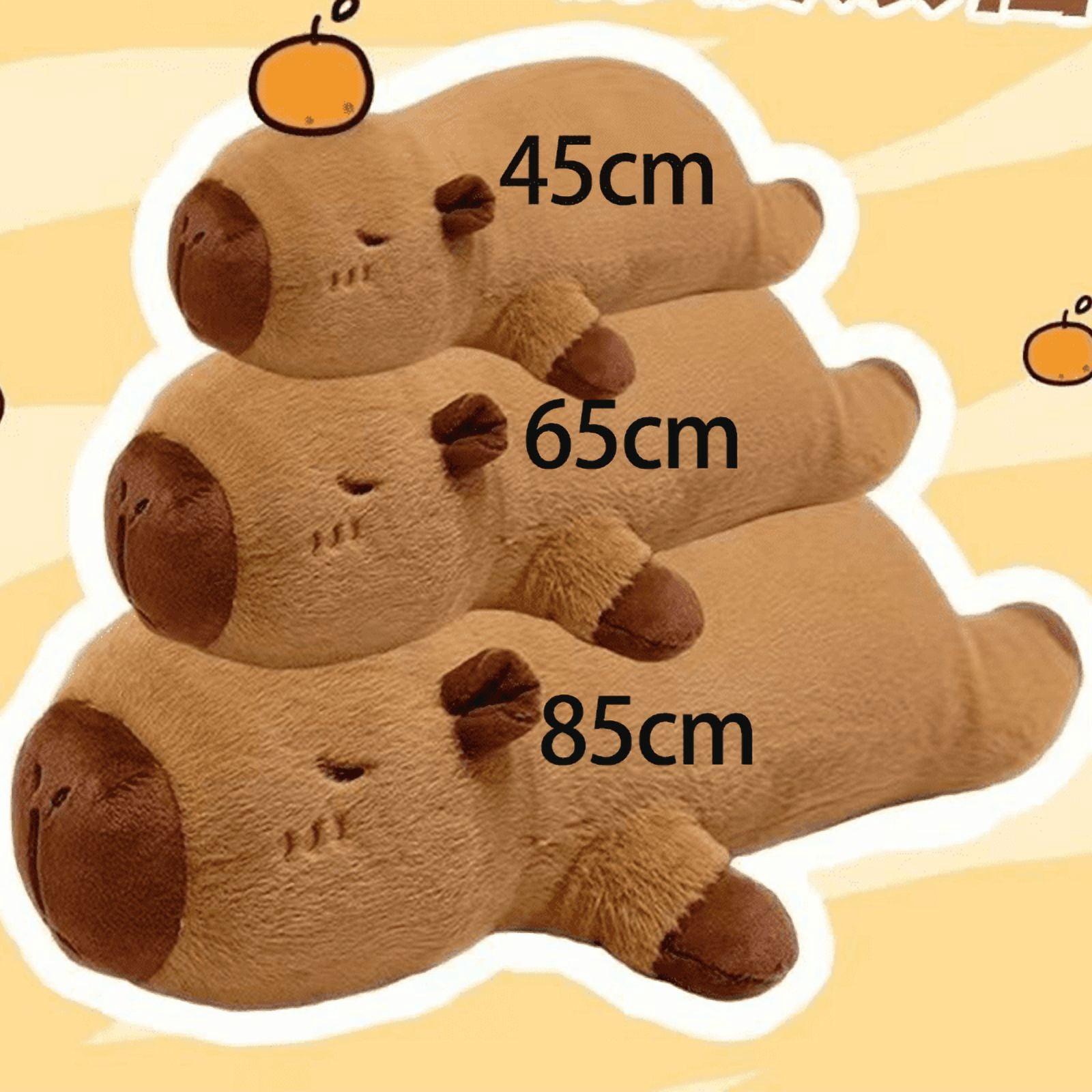Kawaii Cartoon Giant Strip Capybara Plush Doll Pillow Lying Brown Orange Wings Creative Capybara Plush Children Toy Decor