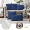 thumbnail image 4 of 2 Pack Outdoor Waterproof Throw Pillow Covers,Navy Blue Retro Linen Decorative Square Pillow Case Patio Pillowcases for Chair Couch Sofa 16x16in, 4 of 9