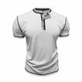 thumbnail image 4 of Blczomt White Men Shirts Short Sleeve Summer Henley Regular-Fit T Shirt Big and Tall Oversized Mens Tshirts, 4 of 8