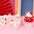 thumbnail image 2 of Lucky Cat Figurines Car Decor Statue for Office Beckoning Dashboard Home Sitting Two Hands, 2 of 9