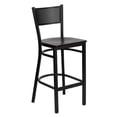 thumbnail image 1 of HERCULES Series Black Grid Back Metal Restaurant Barstool - Mahogany Wood Seat, 1 of 6
