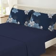 thumbnail image 4 of Floral Comforter Set King 7 Pieces Bed in a Bag Blue Floral Pattern Printed on Navy Soft Microfiber Bedding Set Lightweight Bed Comforter Set for All Season, 4 of 6