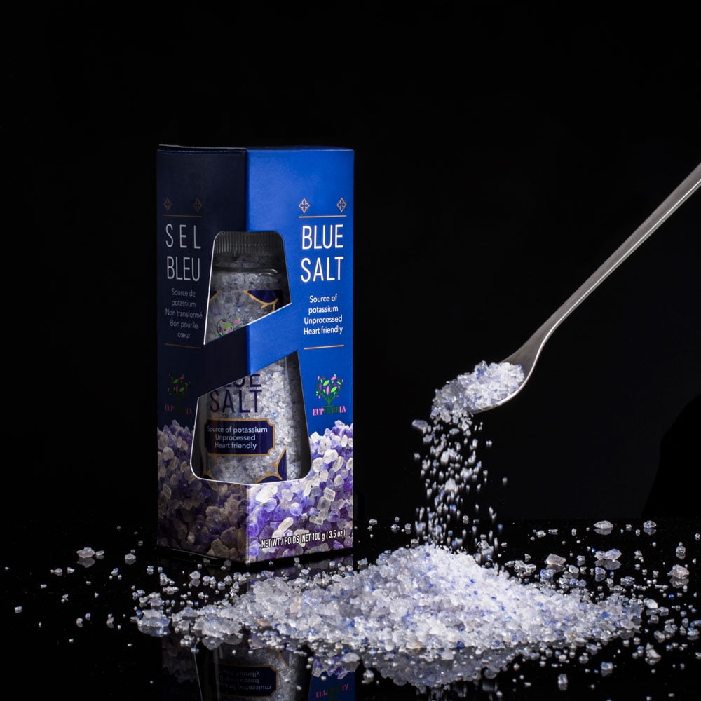 Eupherbia Blue Salt, Coarse, Rare Mineral Salt, High Potassium, Lower Sodium, 100g (3.5 oz)