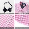 thumbnail image 5 of LittleSpring Toddler Boys Dress Shirts with Bow Tie for Kids School Uniform Short Sleeve Button Down Shirt Pink Plaid 4T, 5 of 6
