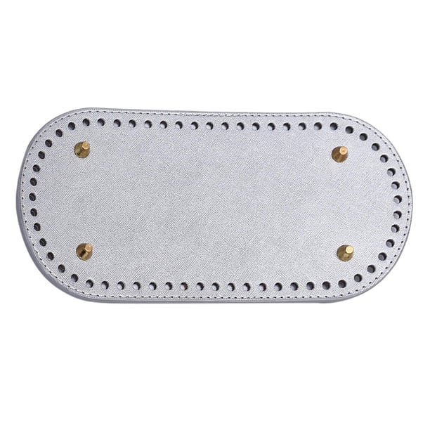 Bolsas de ganchillo tejidas largas ovaladas almohadilla inferior 9,8x4,7 pulgadas DIY 60 agujeros y artesanía Plata Yuyangstore Parte inferior de la caja de ganchillo