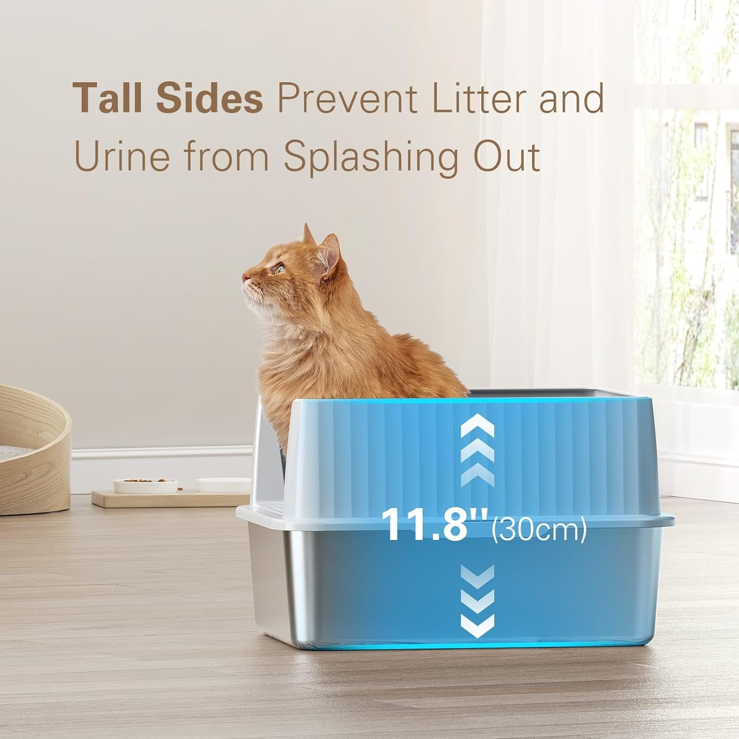 Stainless Steel Litter Box, Multi-Color Litter Box - High Sided, Small Metal Litter Box for Kittens - Easy to Clean, Leak-Proof, Non-Stick, Odor-reducing