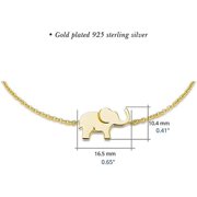 FANCIME White/Yellow/Rose Gold Plated 925 Sterling Silver High Polished Cute Mini Small Lucky Elephant Family Dainty Link Bracelet For Women Girls, 15+3 cm