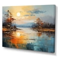 thumbnail image 2 of Designart "Riverside Reflection Orange Rivers painting II" Modern Canvas Print, 2 of 5