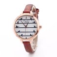 thumbnail image 1 of Fashion Women Slim PU Strap Striped Pattern Dial Watch Alloy Quartz Wristwatch (Red), 1 of 2