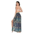 thumbnail image 3 of FORMRS Womens Long Sarong Beach Wrap Semi-Sheer Bikini Skirt Bathing Swimsuit Cover Up, Gold Peacock Pattern, 3 of 7