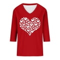 thumbnail image 4 of Women's Tops, Tees & Blouses 3/4 Sleeve Soft Blend Hearts Blouses Graphic Print T Shirt, 4 of 4