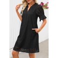 thumbnail image 3 of Minivestido MEROKEETY 2025, verano, manga corta, cuello en V, negro, 3 of 8