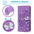 thumbnail image 4 of Allytech Glitter Case for Apple iPhone 15 6.1", Bling Butterfly Embossed PU Leather Slim Fit Shockproof Lightweight Cards Slots Kickstand Folio Flip Cover Wallet Case for Apple iPhone 15 - Purple, 4 of 4