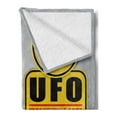 thumbnail image 2 of Outer Space Soft Flannel Fleece Throw Blanket, Warning Alien Ufo Sign Face of Martian Creature Danger Horror Theme Print, Cozy Plush for Indoor and Outdoor Use, 60" x 80", Black Yellow, by Ambesonne, 2 of 5