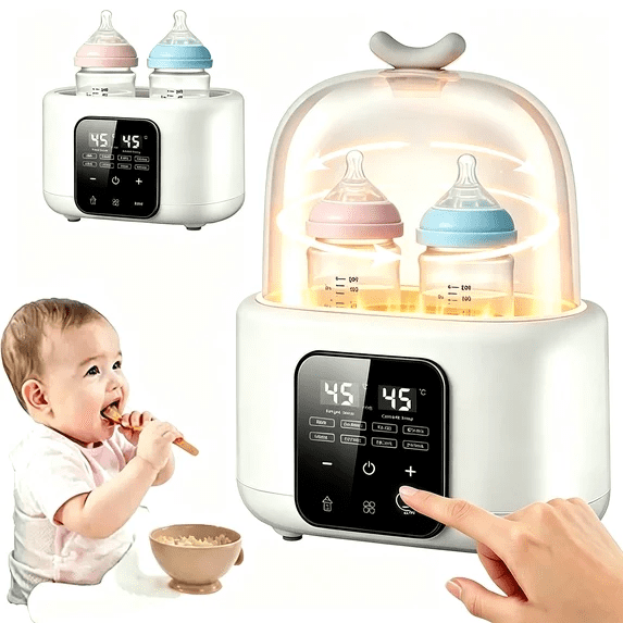Baby Bottle Warmer, with Precise Temp LED Display,Breast Milk & Formula Heater, Baby Food Warmer and Defrost Function Control Fits 2 Bottles（white）