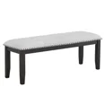 thumbnail image 4 of Black Gray 6Pc Dining Set White Genuine Marble Table Upholstered Wing Back Chair Bench Furniture, 4 of 9