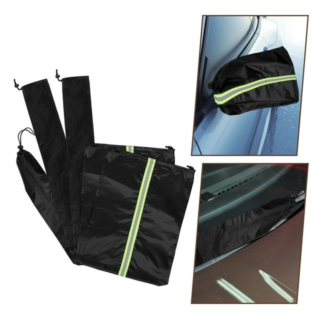 OUNONA 1Set Car Side Mirror Cover and Windshield Wiper Cover Set with Weatherproof Silver Material