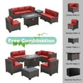 thumbnail image 4 of ALAULM 8 Pcs Patio Furniture Set withStainless Steel Gas Fire Pit Table, Brown/Red, 4 of 7