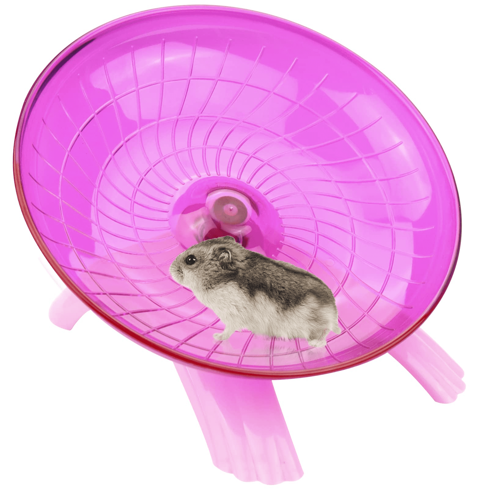 Mygeromon Hamster Flying Saucer Wheel Dwarf Rat Silent Spinner for Cage 18cm (Pink)