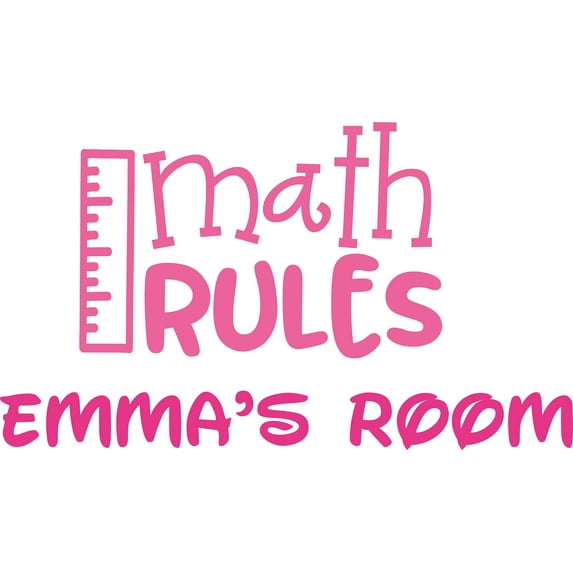 Math Rules Custom Name Vinyl Wall Decal for Home - Education Student Homework School Cute Wall Décor Bedroom Living Room Entry - Personalized Text Removable High Tact - Size: 24 In x 40 In