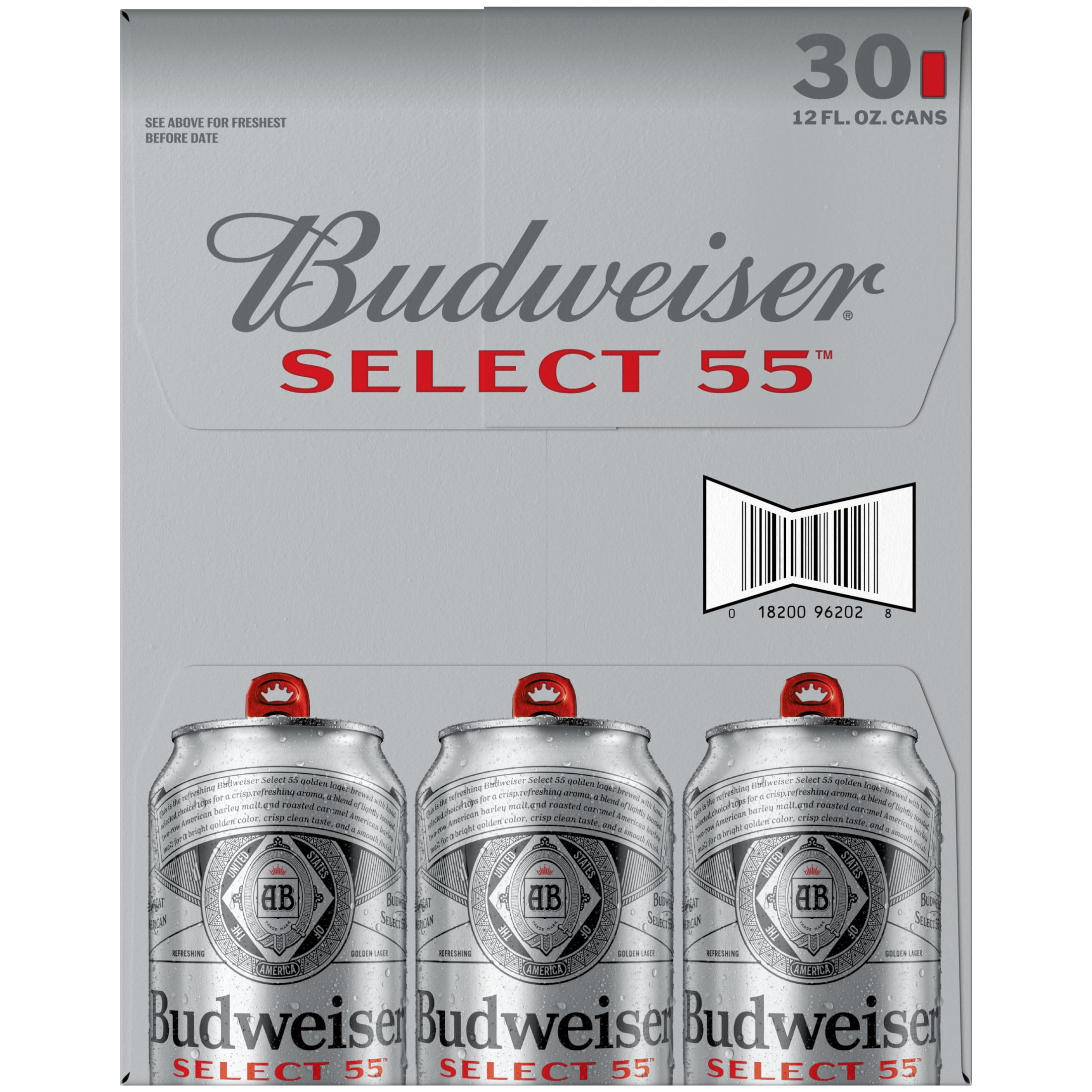 Budweiser Select 55 American Lager Beer 30 pack 12 fl oz Aluminum Cans 2.4% ABV