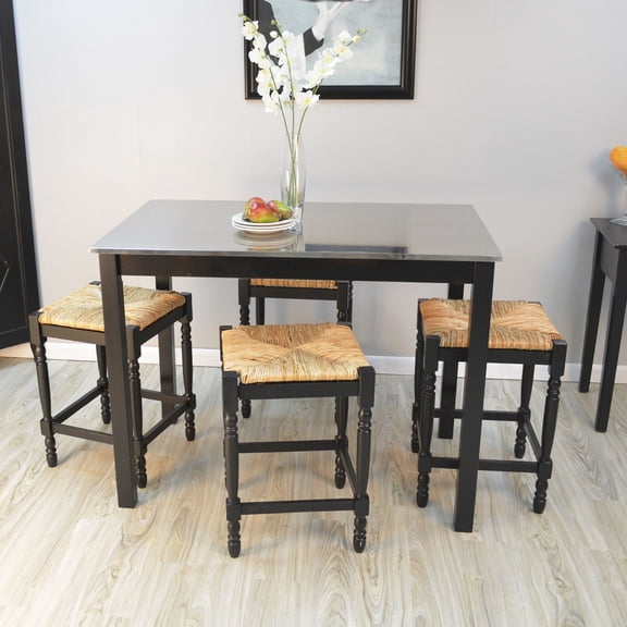 Contemporary Home Living Stainless Steel Top Bar Table - 42" - Black