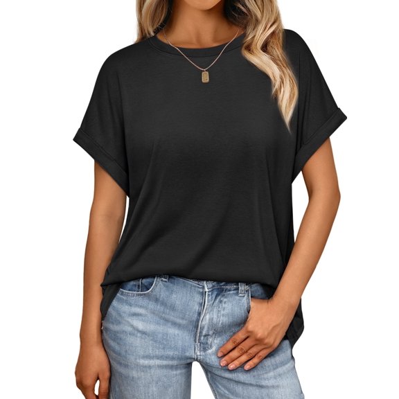 SUNBS Women's Oversized Tops Business Casual Short Sleeve T-Shirt Summer Blouses