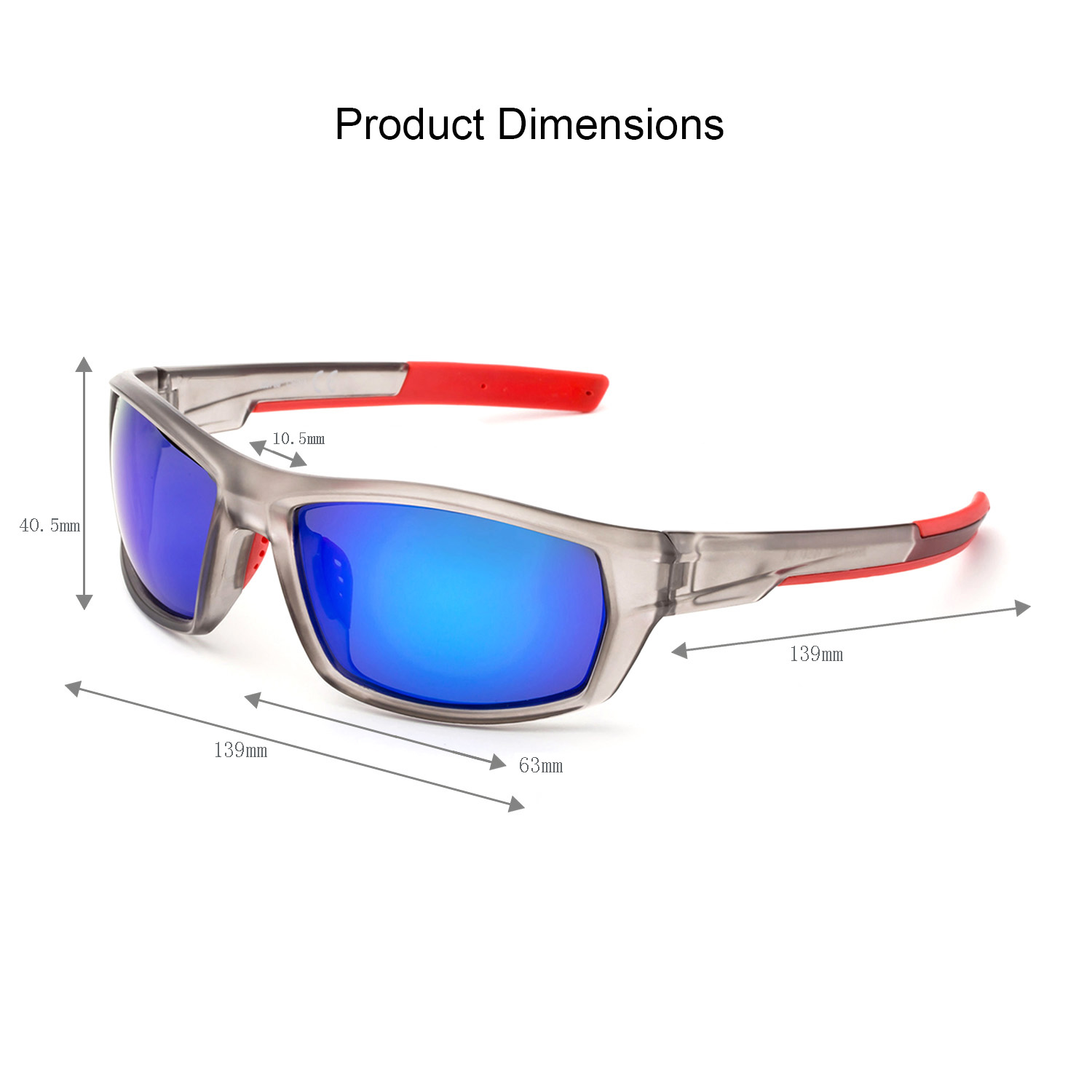 JUST GO Men's Polarized Lens Sports Sunglasses for Cycling Riding Baseball Running Golf, White, Revo Blue - image 5 of 7