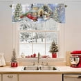 thumbnail image 2 of Christmas Winter Snowman Tie Up Valances Curtain, Red Truck House Xmas Tree Snowflakes Adjustable Rod Pocket Short Window Treatment Tie Up Curtains Valances for Kitchen Living Room Bathroom 60x18 In, 2 of 9