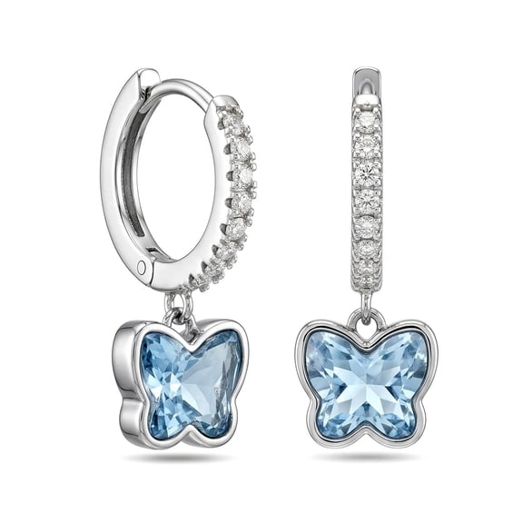 Charmsy Huggie Hoop Earrings for Women | Rhodium Plated Cubic Zirconia Dangle Earrings