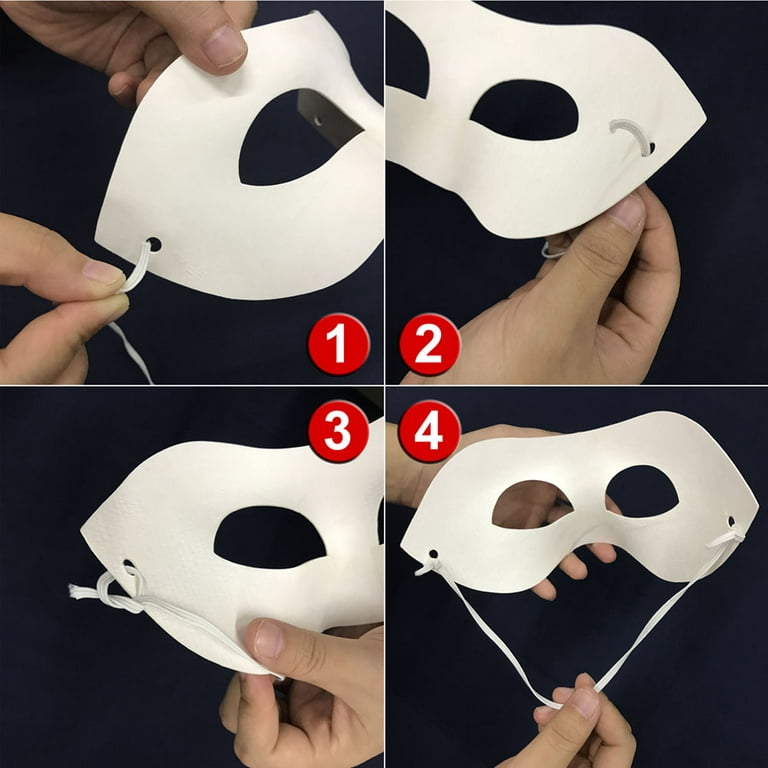 12PCS Paper DIY White Mask Full Face Opera Masquerade Mask Halloween Mask