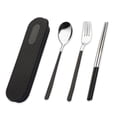 thumbnail image 1 of Moyic Juegos de vajilla Cubiertos de acero inoxidable 304 Utensilios de cocina Diseño simple Accesorios de viaje Reuniones familiares Negro Type2 NO2, 1 of 6