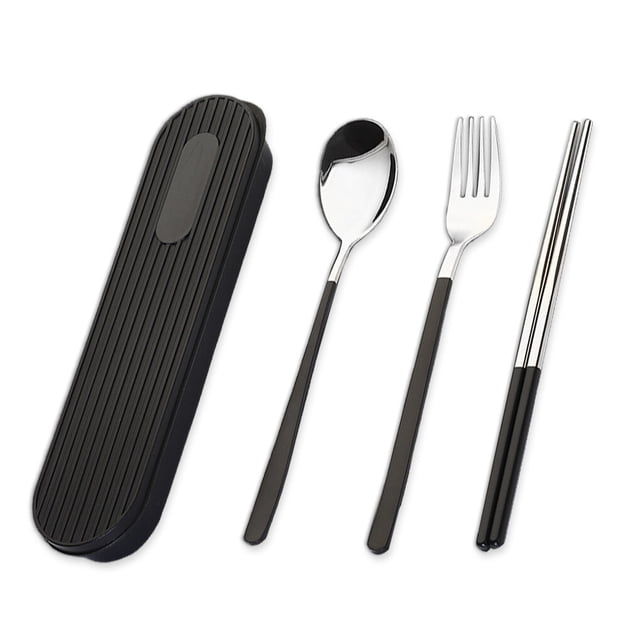Moyic Juegos de vajilla Cubiertos de acero inoxidable 304 Utensilios de cocina Diseño simple Accesorios de viaje Reuniones familiares Negro Type2 NO2
