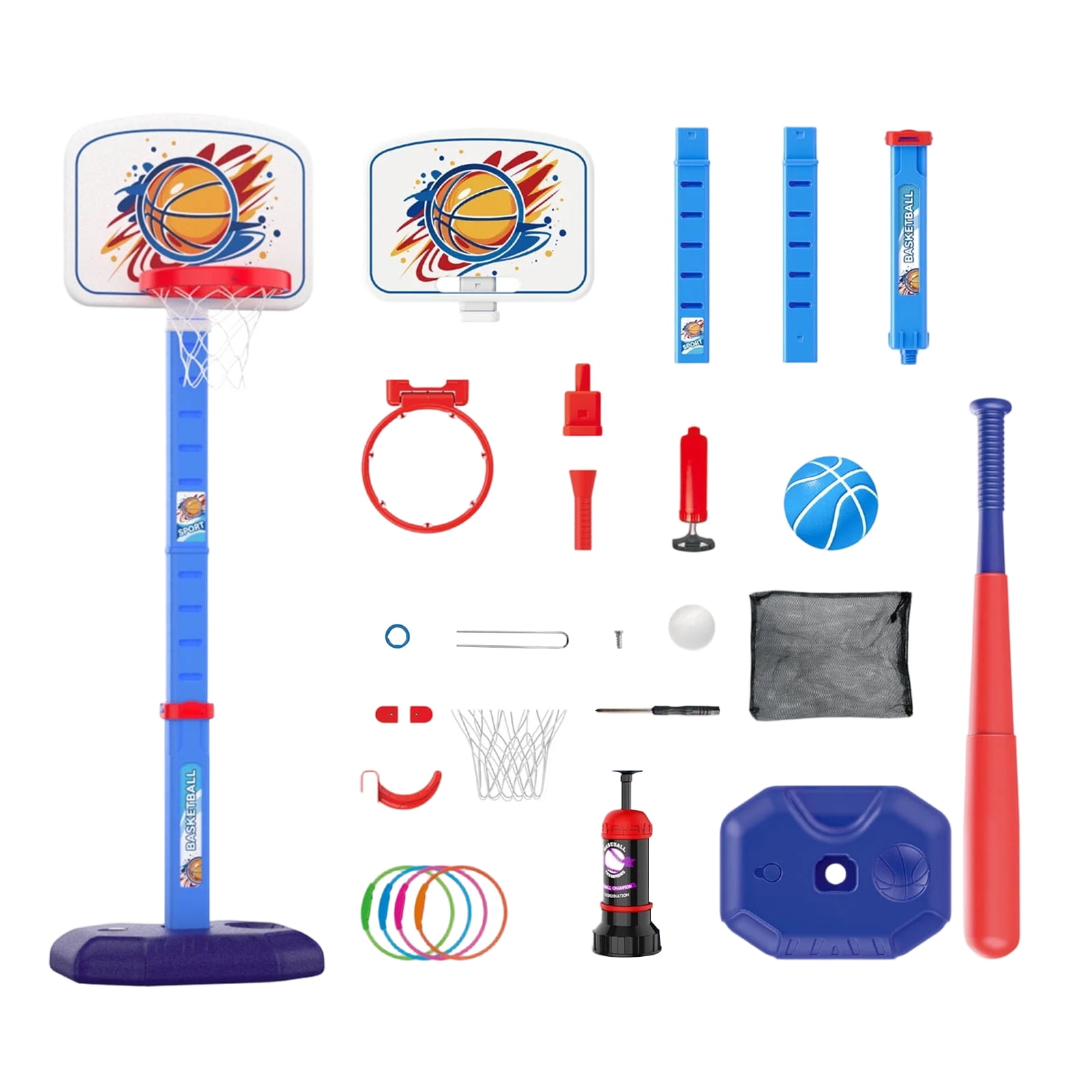 THOPBPRK 3-in-1 Basketball Hoop with Adjustable Height for Indoor Outdoor Play, Portable Pool Side Basketball System,for Birthday Gifts and Backyard Fun, 1Pc Blue