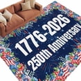 thumbnail image 2 of Independence Day Washable Living Room Rugs 8'x10', 250th Anniversary Blue Red Sparklers Flowers Low Pile Throw Large Area Rug Non-Slip Sturdy Edge Binding Carpet for Bedroom Dining Room Office, 2 of 9