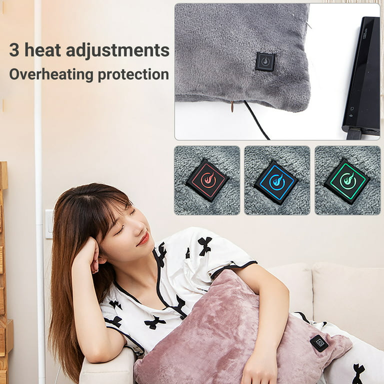 SunSunrise Heated Throw Pillow Comfortable Intelligent Control Keep Warm  Heating Hand Warmer Lumbar Support Pillow for Sofa 