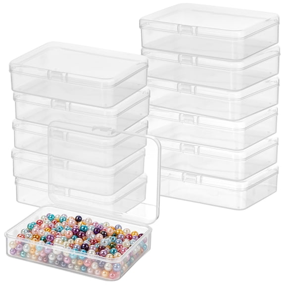 12 Pack Plastic Storage Boxes with Lids, 4.5 x 3.3 x 1.0 in Clear Rectangular Plastic Containers, Stackable Organizer Box for Storing Jewelry, Beads, Crafts and Electronic Components