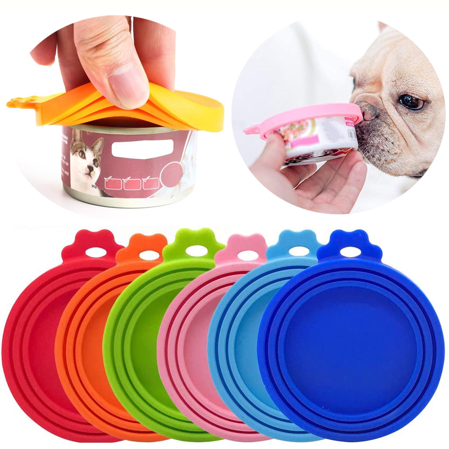 Can Covers for Pet Food, Set of 6 Universal Silicone Tin Can Lids, Food