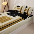 thumbnail image 2 of Castle Fairy Mid Century Gold Square Relief Zipper Twin Comforter Sets with Fitted Sheet and 2 Pillowcases,Abstract Textured Brush Splash Zipper Bedding Set,Black Cream,Reversible, 2 of 7