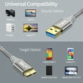 thumbnail image 6 of Fasgear USB 3.0 to Micro B Cable - Nylon Braided 5Gbps Charging and Syncing for Galaxy Note 3, Hard Drive, Mobile Hard Disk (1.6ft, Gray), 6 of 6