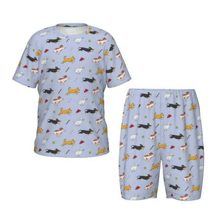 Luyuia Dogs Are Running Print Girls  2-Piece Tie-Dye Pajama Set  Cute Summer Loungewear with Shirt and Tank Shorts Nightwear-Medium