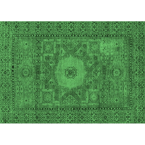 Ahgly Company Indoor Rectangle Abstract Emerald Green Modern Area Rugs, 7' x 9'