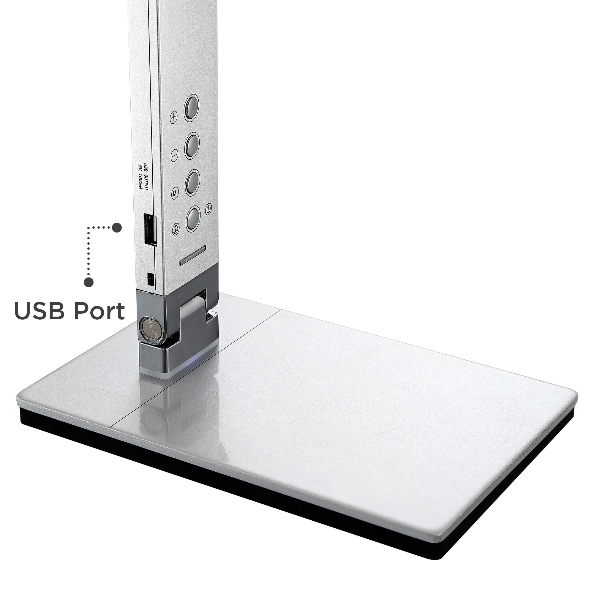 360 Lighting Jett Modern Desk Lamp 16 1/2" High Silver with USB Port and Nightlight LED Dimmer Touch On Off for Bedroom Bedside Nightstand Family Home