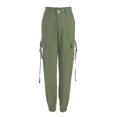 thumbnail image 3 of Summer Pants Women Womens High Waisted Cargo Pants Pockets Casual Loose Twill Trousers Girls Cute Travel Outfits Women Short Jumpsuits for with Skirt Running with Zipper Pockets Comfortable Green XL, 3 of 4