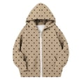 thumbnail image 4 of Maqroz Girls Polka Dots Jackets Cute Print Hoodie Jacket Long Sleeve Zip Up Casual Fall Winter Trendy Outerwear with Pockets Khaki,11-12 Years, 4 of 7