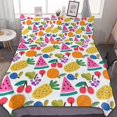 thumbnail image 1 of HAHDAXIA Summer Fruit Pattern Bedding Solid Comforter Set for All Seasons,3 Pieces(1 Comforter+2 Pillowcases),Soft Microfiber Bedding Set King(90"x90"), 1 of 7