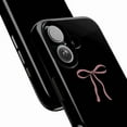 thumbnail image 2 of Minimalist Black iPhone Case with Delicate Pink Bow, Elegant Protective Cover for iPhone 16 15 14 13 12 11 Mini Pro Max, 2 of 6