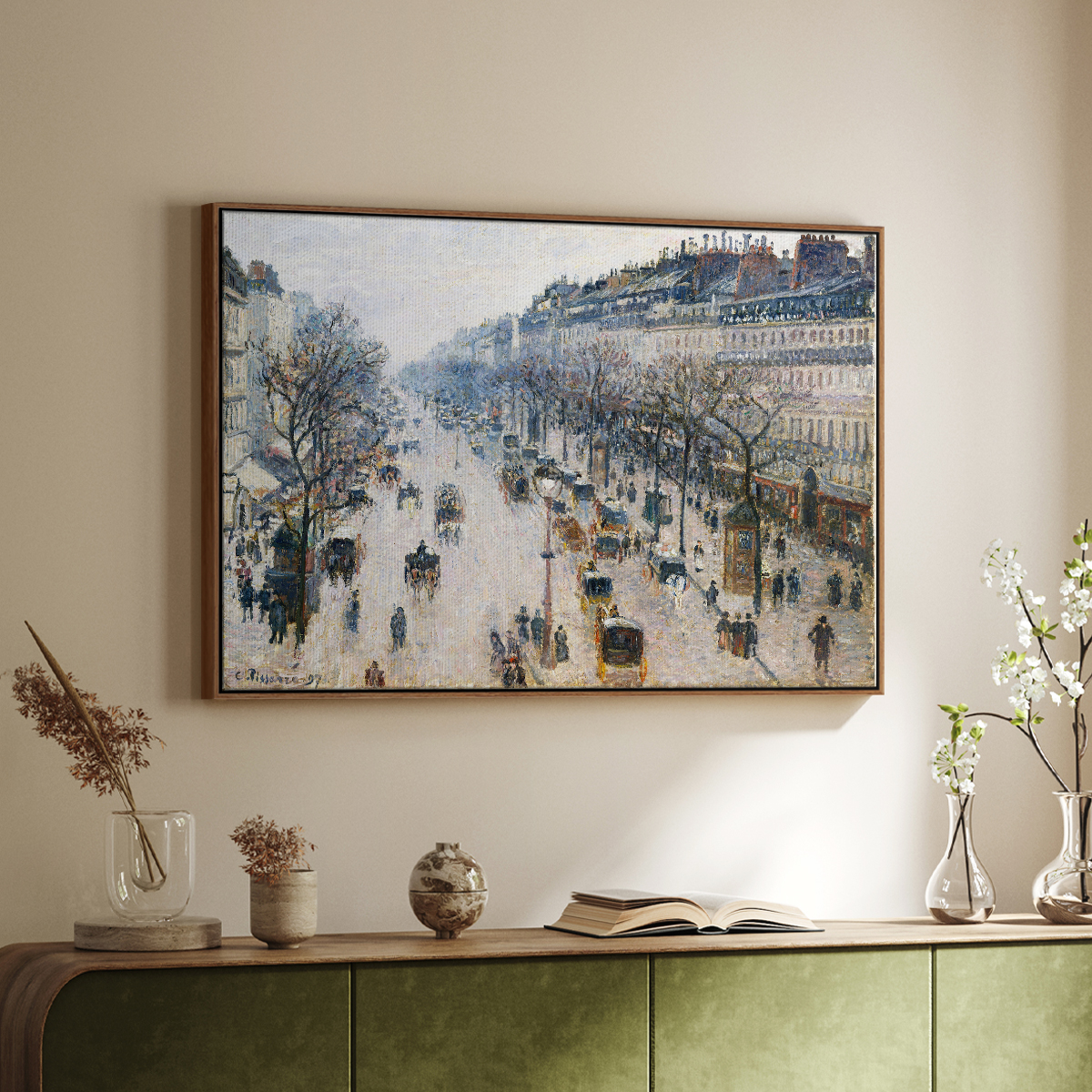 Vintage Landscape-CCC By Wexford Home Framed in Walnut Wood Gallery Wrapped Canvas 17 in. x 25 in.