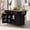 Black, variant on HICOMILA Kitchen Island Cart with Drop Leaf, Rolling Kitchen Island on Wheels with Storage Cabinet, Rubber Wood Countertop, 5 Drawers & Cabinet Door Storage Racks, Black